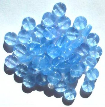 50 9x4mm Crystal and Light Sapphire Marble Disk Beads