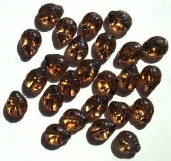 25 14mm Transparent Rosaline Ladybug Beads