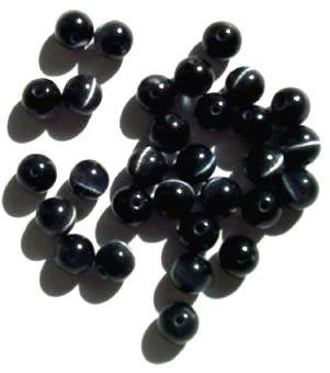 30 6mm Round Jet Fiber Optic Cats Eye Beads