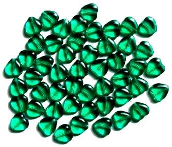 50 10mm Transparent Emerald Glass Heart Beads