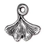 1 14x13mm TierraCast Antique Silver Ginko Leaf Pendant
