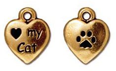 1 12x10mm TierraCast Antique Gold I Love My Cat Pendant