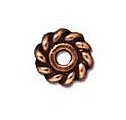 10 6mm TierraCast Antique Copper Twisted Heishi Spacer Beads