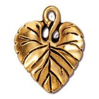 1 18x15mm TierraCast Antique Gold Violet Leaf Pendant