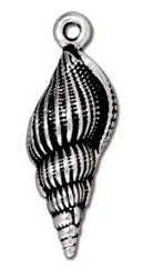 1 24x8mm TierraCast Antique Silver Spindle Shell Pendant