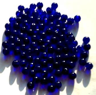 50 6mm Transparent Cobalt Round Glass Beads