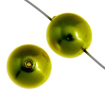 20 12mm Olive Glass Pearl Beads