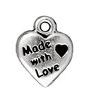 1 12x10mm TierraCast Antique Silver Made with Love Pendant