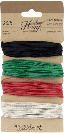 Dazzle-It! Basic Color Mix 20lb Hemp Cord (Carded)