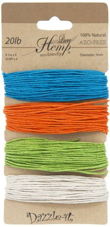 Dazzle-It! Bright Color Mix 20lb Hemp Cord (Carded)