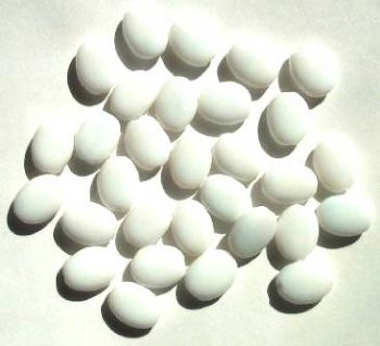 30 12mm Opaque White Flat Oval Beads