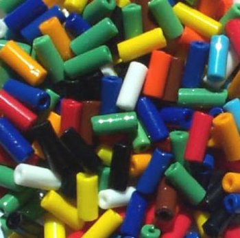 25g 9x4mm Mixed Opaque Glass Wampum Beads