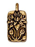 1 17x9mm TierraCast Antique Gold Floating Lotus Pendant
