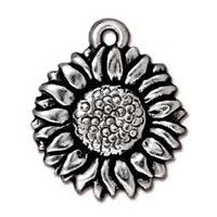 1 15mm TierraCast Antique Silver Sunflower Pendant