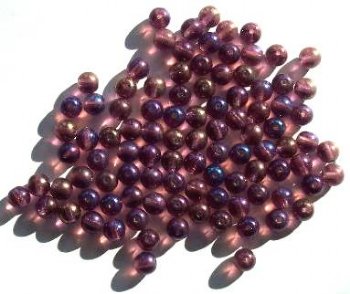 50 6mm Round Lustre Amethyst AB Glass Beads