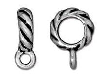 1 10mm TierraCast Round Antique Silver Heishi Bail