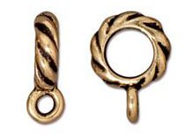 1 10mm TierraCast Round Antique Gold Heishi Bail
