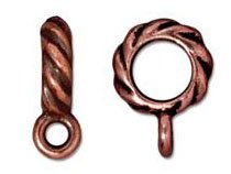 1 10mm TierraCast Round Antique Copper Heishi Bail