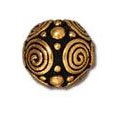 1 8mm TierraCast Round Antique Gold Spiral Bead