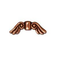 1 5x14mm Antique Copper TierraCast Small Angel Wing Bead