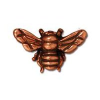 1 10x16mm Antique Copper TierraCast Honey Bee Bead