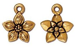 1 12mm TierraCast Antique Gold Jasmine Star Flower Pendant