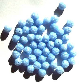 50 8mm Satin Blue Glass Rose Beads