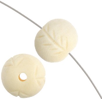 10 11x14mm Round White Carved Worked on Bone Beads