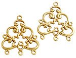 1 pair 28x24mm Anti-Tarnish Brass 3-Loop Chandelier Drop Earrings