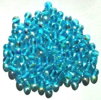50  6mm Transparent Aqua AB Round Glass Beads