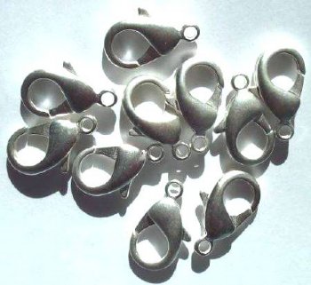 10 22mm Matte Silver Plated Lobster Claw Clasps