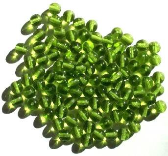 50 6mm Transparent Olivine Round Glass Beads