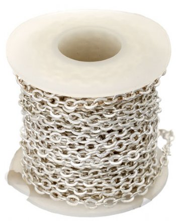 5 Meter Spool 3x2mm Rhodium Silver Rosary Link Chain