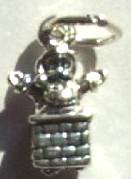 Sterling Silver Santa Going Down Chimney Pendant