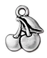 1 17mm TierraCast Antique Silver Cherries Pendant