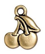 1 17mm TierraCast Antique Gold Cherries Pendant