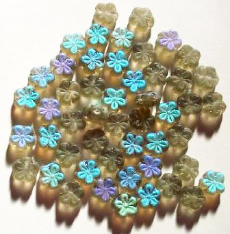 50 8mm Transparent Matte Black Diamond 5 Petal Flower Beads