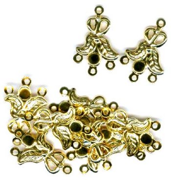 5 Pairs of 21x13mm Stamped Gold Plate Fancy Drop Earrings