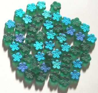 50 8mm Transparent Matte Green 5 Petal Flower Beads