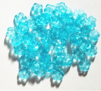 50 3x8mm Transparent Aqua Cupped Flower Beads