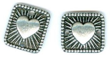 1 15mm TierraCast Antique Silver Square Radiant Heart Link