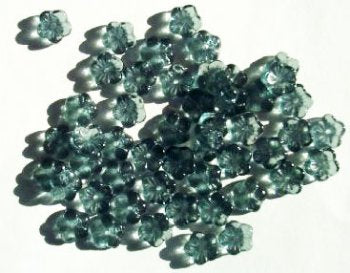 50 3x8mm Transparent Montana Blue Cupped Flower Beads