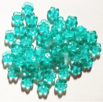 50 3x8mm Transparent Turquoise Cupped Flower Beads