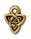 1 10mm TierraCast Antique Gold Celtic Triad Pendant