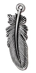 1 24mm TierraCast Antique Silver Feather Pendant
