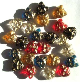 25 13mm Mixed Glass Cat Face Beads