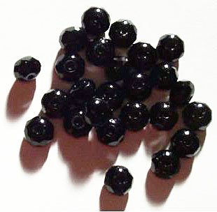 25 6x8mm Faceted Jet Donut Beads