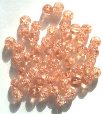 50 8mm Rosaline Crackle Glass Beads
