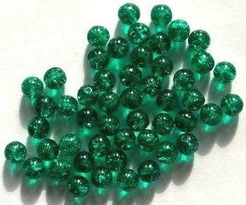50 8mm Emerald Crackle Glass Beads