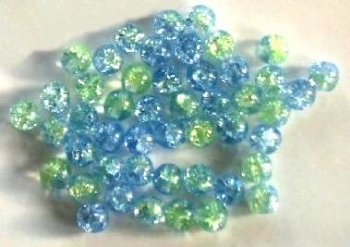 50 8mm Light Blue and Mint Green Crackle Beads